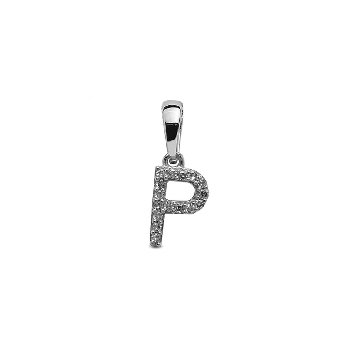 INITIAL PENDANT WHITE GOLD WITH 16 DIAMONDS