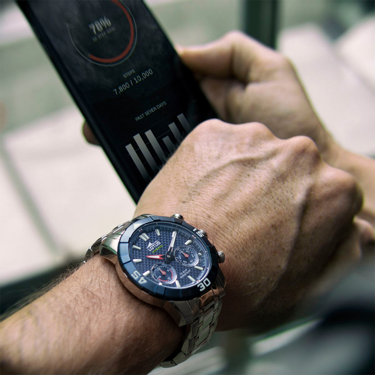 steel lotus - blue dial Watches hybrid