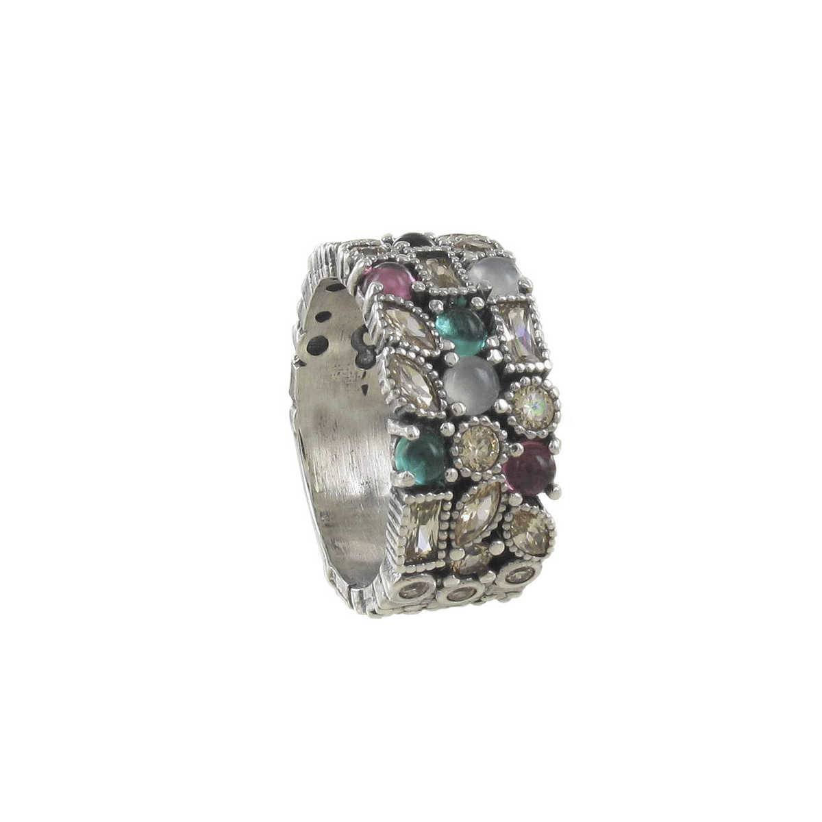 SILVER RING WITH COLORED QUARTZ