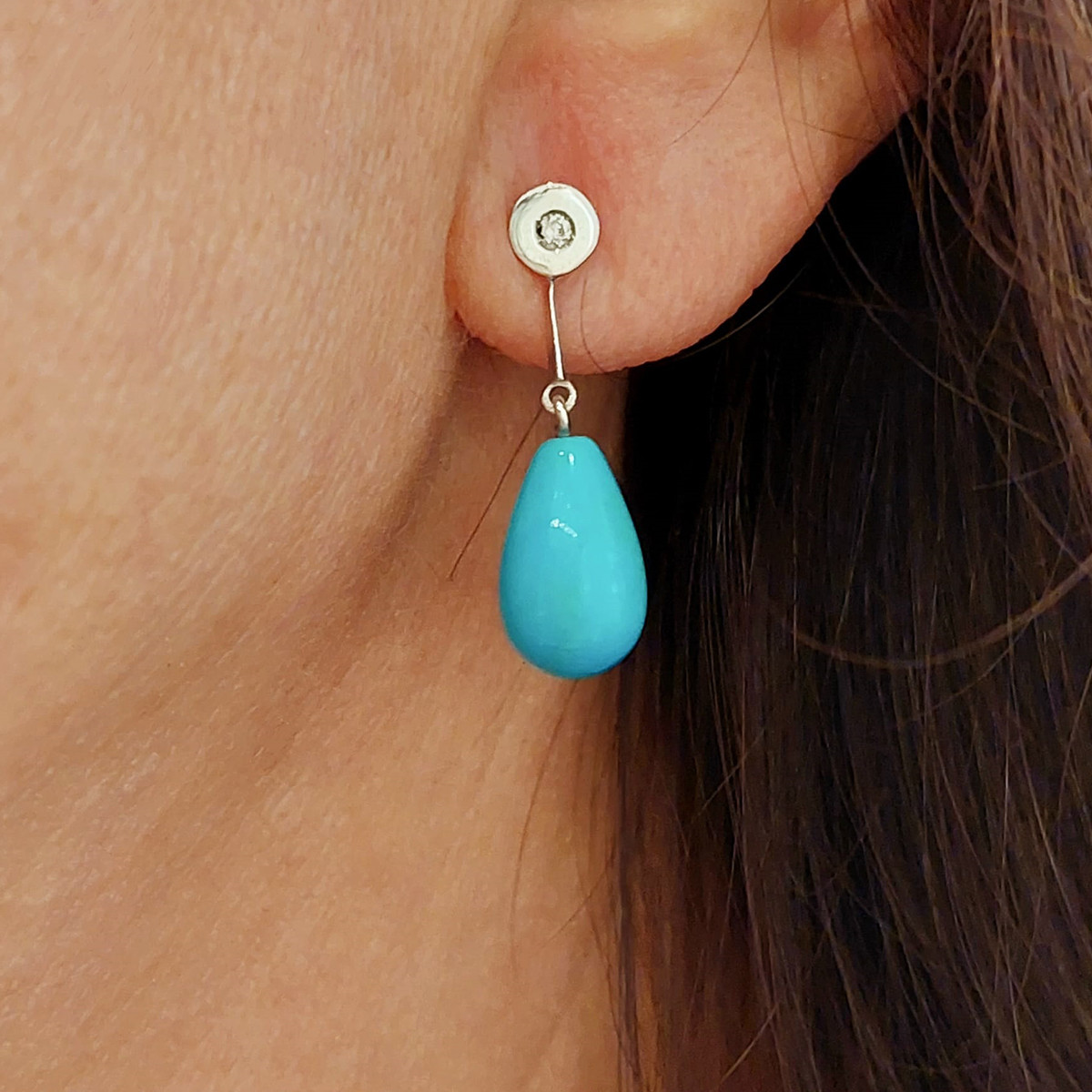 GOLD DIAMOND AND TURQUOISE EARRINGS