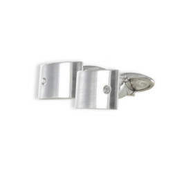 CUFFLINKS IN MATTE WHITE GOLD WITH DIAMOND