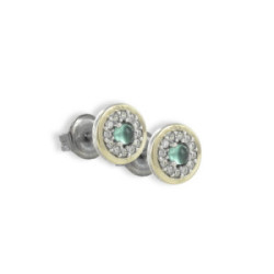 GREEN NATURAL STONE ROSETTON EARRINGS