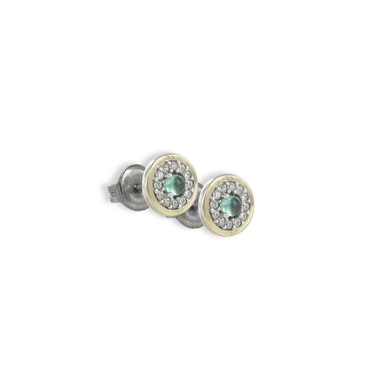 GREEN NATURAL STONE ROSETTON EARRINGS