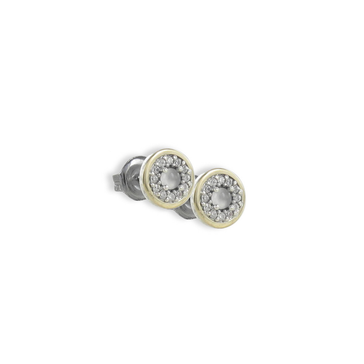 ROUND 9 MM SILVER AND GOLD EARRINGS