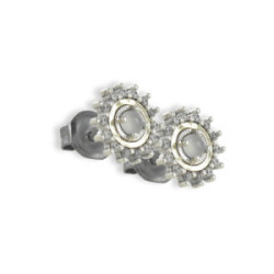 SILVER AND GOLD FLOWER EARRINGS