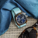 BRISTON CHRONO DATE TURQUOISE NYLON