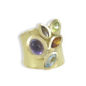 MATT GOLD RING AND STONES IN VARIED COLOR