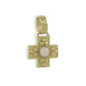 GOLD GREEK CROSS WITH PINK CORAL