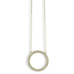 YELLOW GOLD NECKLACE HOOP WITH DIAMONDS