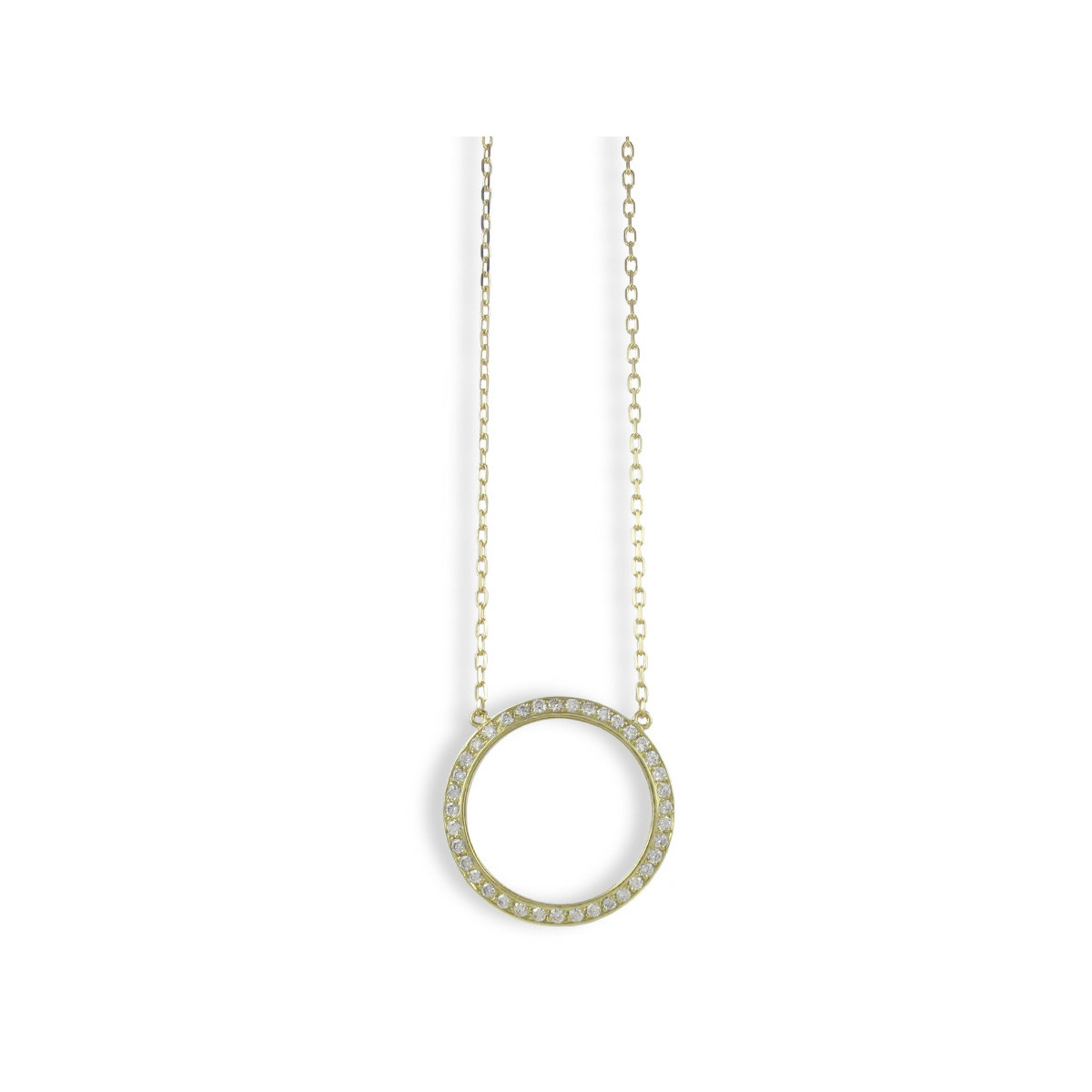 YELLOW GOLD NECKLACE HOOP WITH DIAMONDS