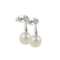 GOLD EARRINGS WITH 2 DIAMONDS AND PEARLS