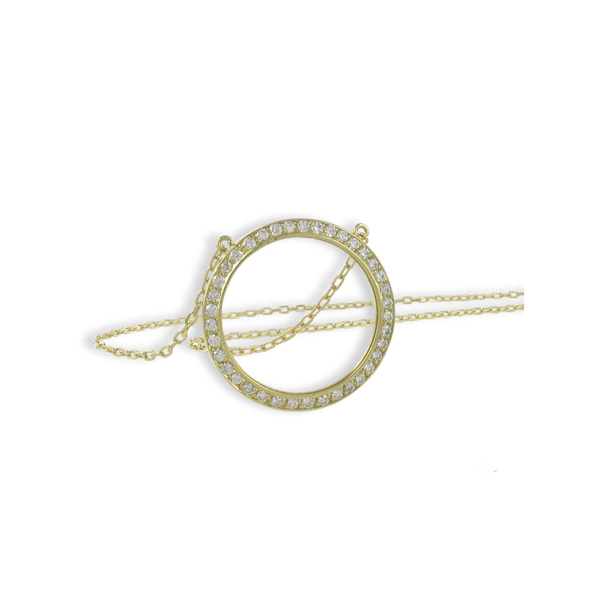 YELLOW GOLD NECKLACE HOOP WITH DIAMONDS