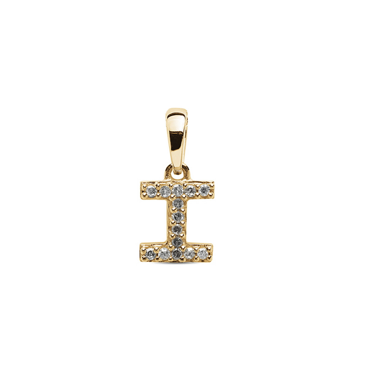 INITIAL PENDANT I YELLOW GOLD WITH DIAMONDS