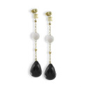 LONG EARRINGS WITH AGATE AND ONYX