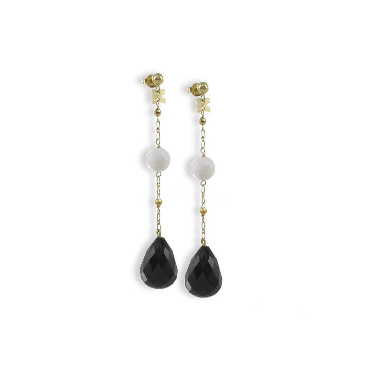 LONG EARRINGS WITH AGATE AND ONYX