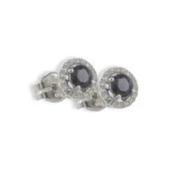 EARRINGS WITH DIAMONDS AND SAPPHIRE CENTER