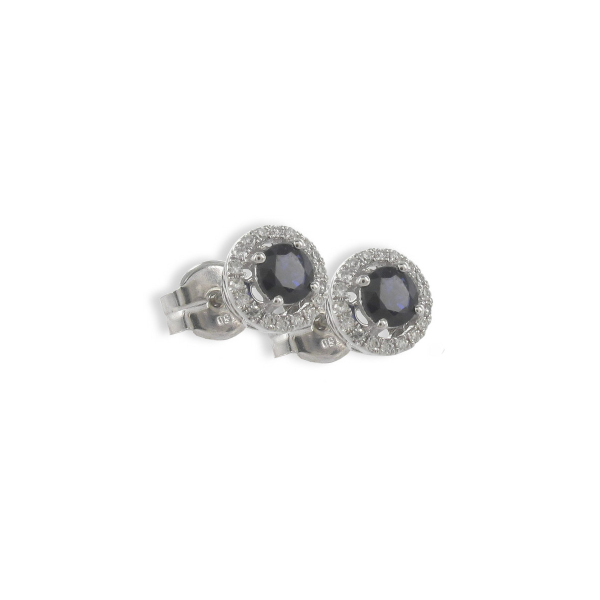 EARRINGS WITH DIAMONDS AND SAPPHIRE CENTER