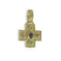 GOLD GREEK CROSS WITH COLOR STONES