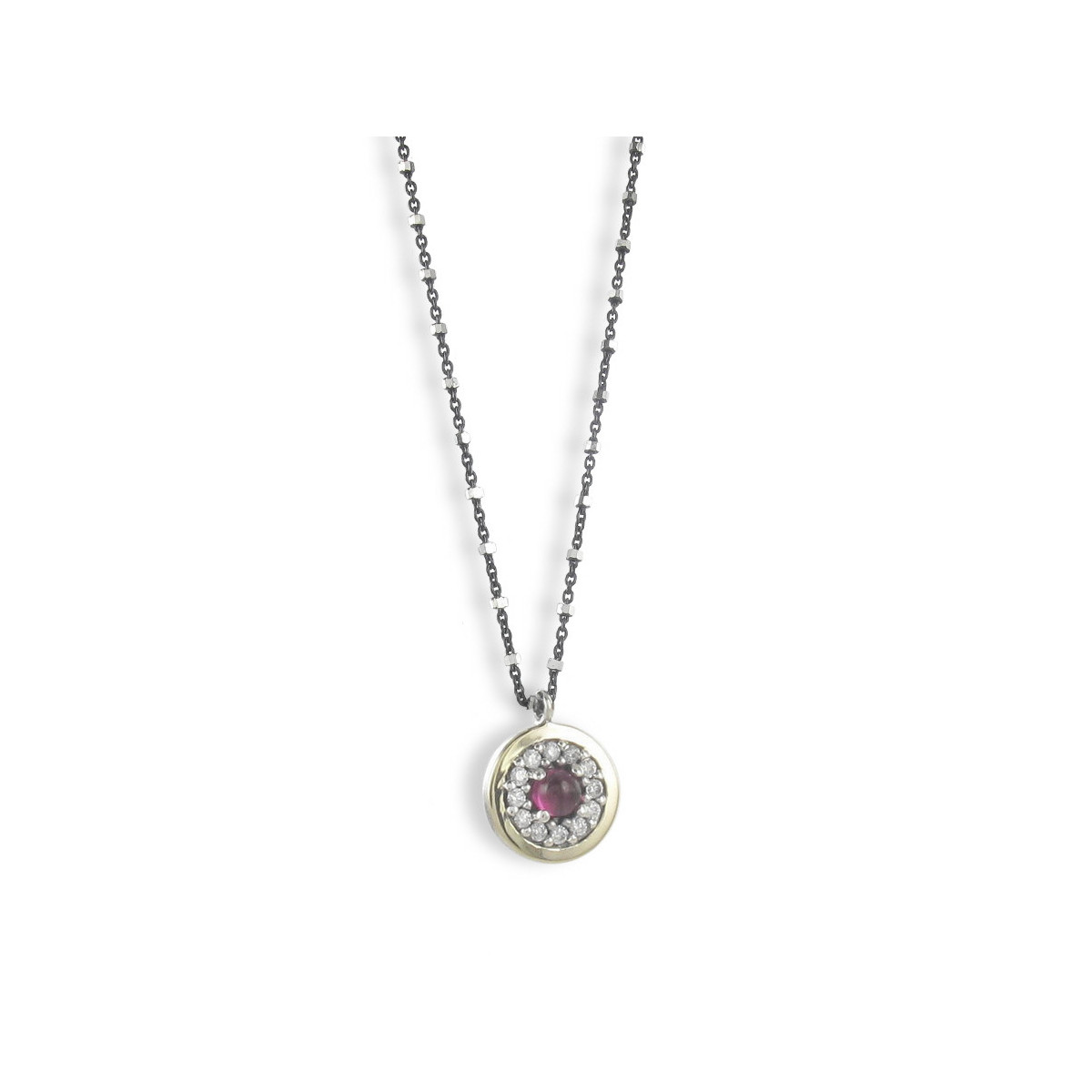 SILVER NECKLACE WITH RHODOLITE PENDANT