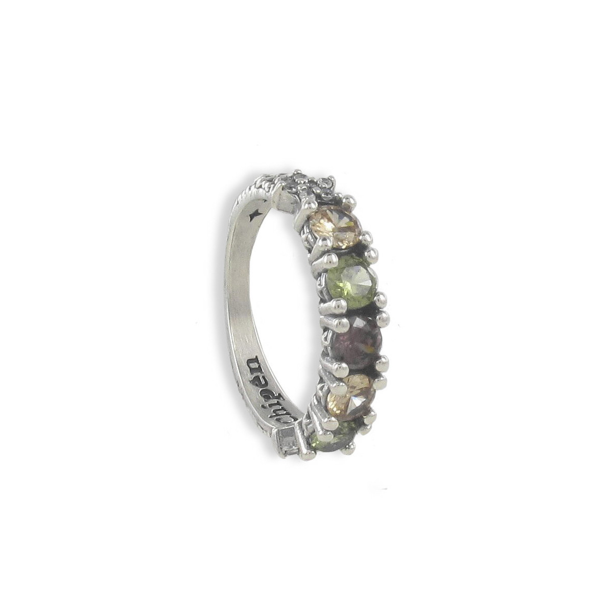 SILVER RING WITH 5 COLORED STONES