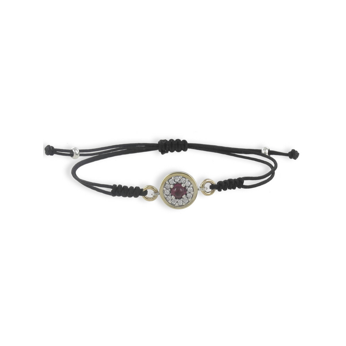 SILVER AND GOLD BRACELET WITH RHODOLITE