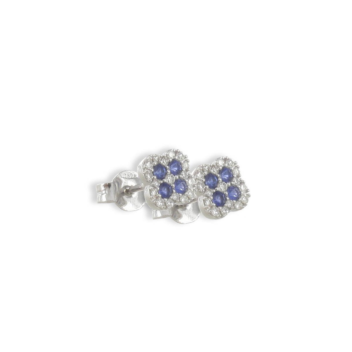 GOLD EARRINGS WITH 34 DIAMONDS AND 8 SAPPHIRES