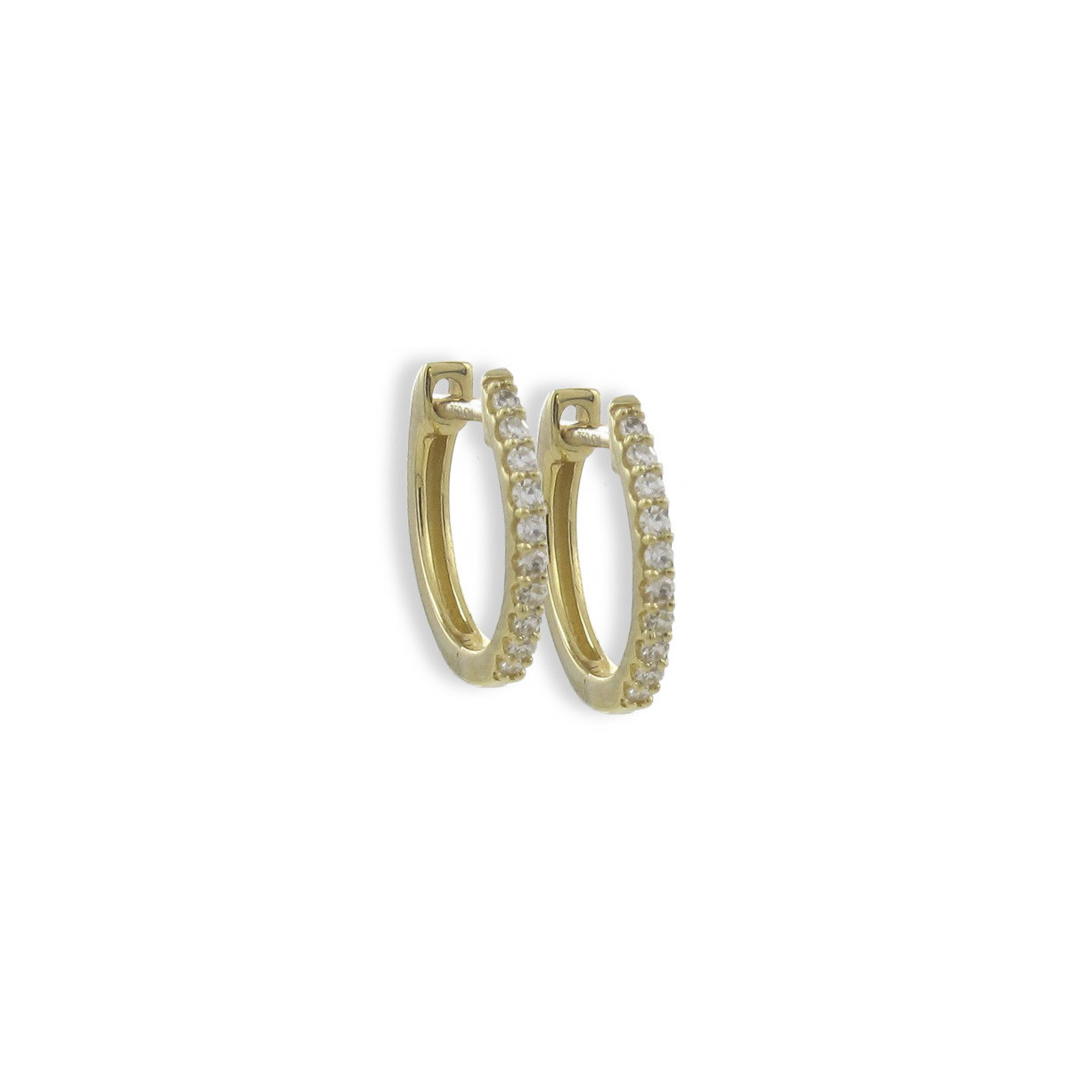 YELLOW GOLD HOOP EARRINGS 20 DIAMONDS